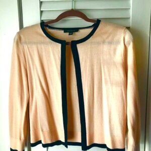 Ann Taylor pale pink/beige cardigan with black border - size M